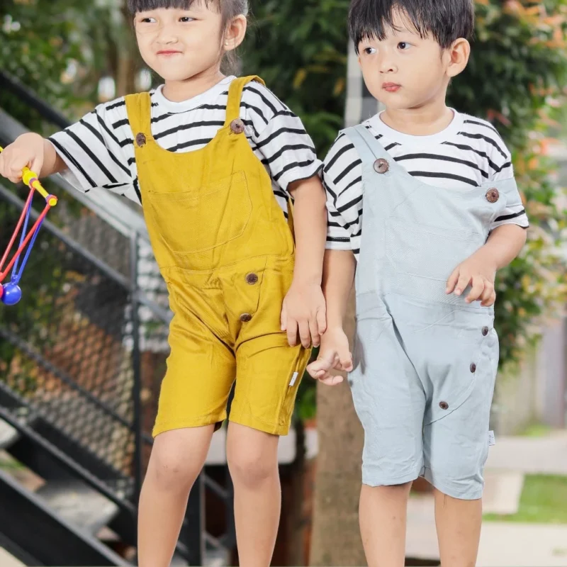 Setelan Overall Garis Twill