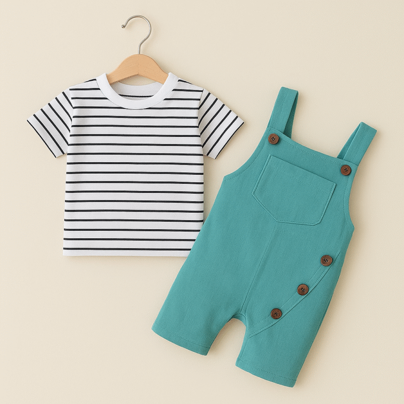 Setelan Overall Garis